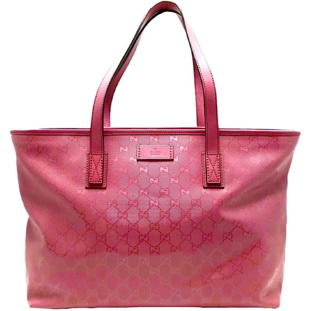Gucci: Supreme GG Imprime Joy PVC Leather Tote Bag Tote Bag (pink/ red) - Picture 3 of 17